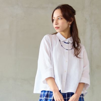 ＜Liliane Burty Eclat (Women/小さいサイズ) ＞【洗える】リネン１００％ブラウス（７３０３３６０７）