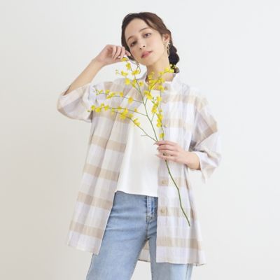 ＜Liliane Burty Eclat (Women/小さいサイズ) ＞【洗える】コットンブロックチェックブラウス（７３０３３６５１）