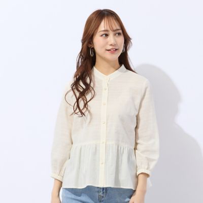 ＜Liliane Burty Eclat (Women/小さいサイズ) ＞【洗える】播州織カラミレースブラウス（７３０３３６５２）