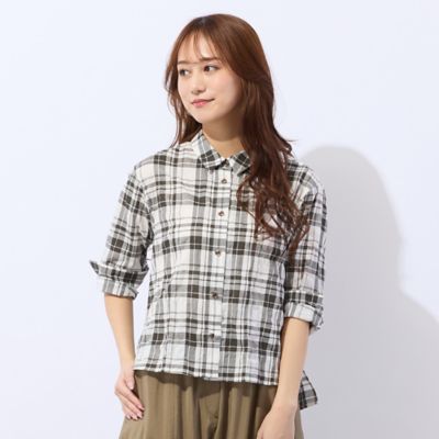 ＜Liliane Burty Eclat (Women/小さいサイズ) ＞【洗える】コットン先染めチェックブラウス（７３０３３６６２）