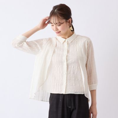 ＜Liliane Burty Eclat (Women/小さいサイズ) ＞【Ｓ・Ｍサイズ】ウォッシャブルシースルーチェックブラウス（７３０３４５５１）