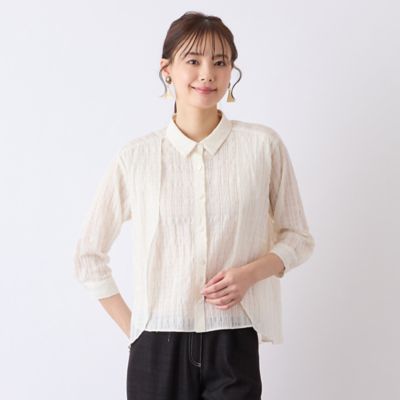 【Ｓ・Ｍサイズ】ウォッシャブルシースルーチェックブラウス（７３０３４５５１）