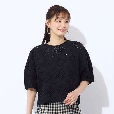 ＜Liliane Burty Eclat (Women/小さいサイズ) ＞【洗える】綿レースプルオーバーブラウス（７３０３４５６６）
