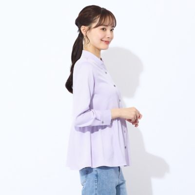 洗える】シルキーツイルバンドカラーブラウス（73035506