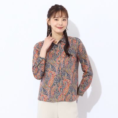 洗える】リバティ ペイズリープリント衿付きブラウス 