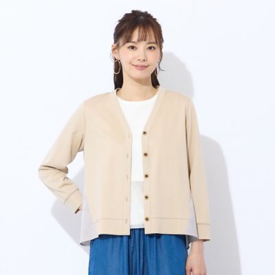洗える】ポンチ×ストライプカーディガン（73035554