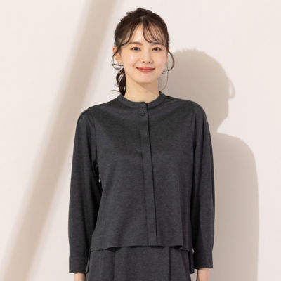 ＜Liliane Burty Eclat (Women/小さいサイズ) ＞【Ｓ・Ｍサイズ】再生繊維（セルロース）スムース　比翼ブラウス［セットアップ可］（７３０３６４０３）