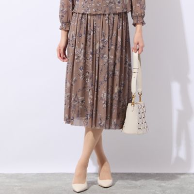 【洗える・セットアップ対応】ボタニカルプリントチュールスカート（７３０４２６４１）