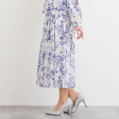 【洗える・セットアップ対応】ボタニカルプリントチュールスカート（７３０４２６４１）