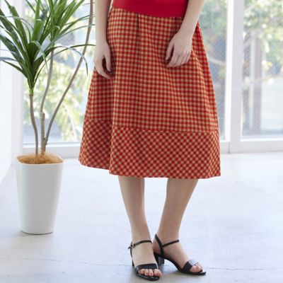 ＜Liliane Burty Eclat (Women/小さいサイズ) ＞【Ｓ・Ｍサイズ】ミラクルウェーブ　ギンガムチェックスカート［セットアップ可］（７３０４３４０５）