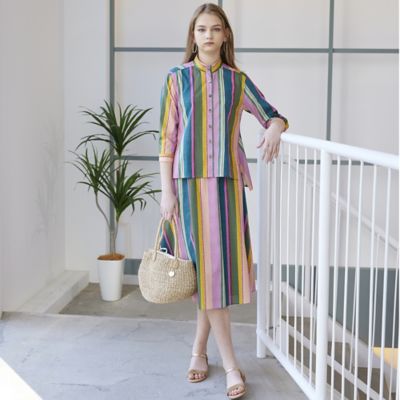 S・Mサイズ】リバティマルチストライプ スカート［セットアップ可  