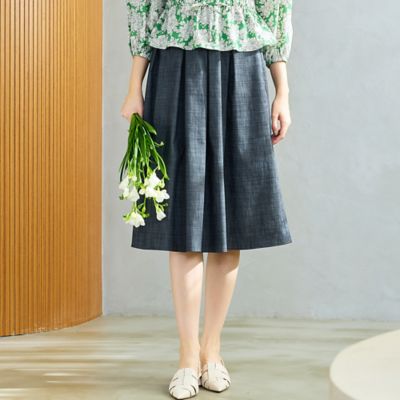 ＜Liliane Burty Eclat (Women/小さいサイズ) ＞【Ｓ・Ｍサイズ】ウォッシャブル　デニムタックスカート（７３０４３５０２）
