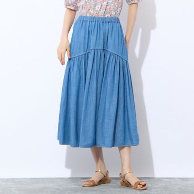 S・Mサイズ】ウォッシャブル デニムギャザースカート