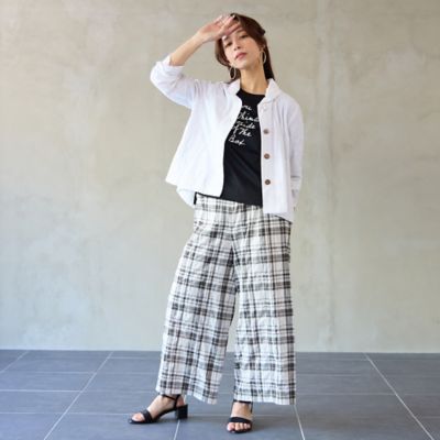 洗える】コットン先染めチェックパンツ（73053662） | Liliane