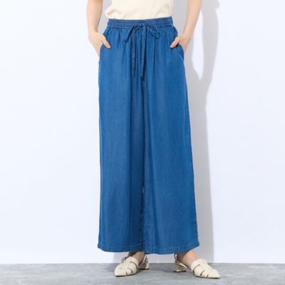 ＜Liliane Burty Eclat (Women/小さいサイズ) ＞【洗える】オールゴムワイド再生繊維（セルロース）デニムパンツ（７３０５４５６２）