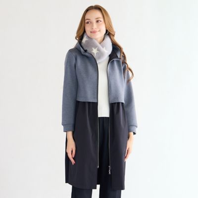 ＜Liliane Burty Eclat (Women/小さいサイズ) ＞ダンボール×タフタ切り替えコート（７３０７５５６１）