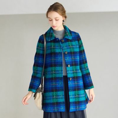 Liliane Burty Eclat (Women/小さいサイズ) /リリアンビューティ エクラ イタリア製素材スライバーチェックコート(73086521) アオ アウター【三越伊勢丹/公式】