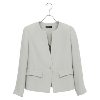 ＜Liliane Burty Eclat (Women/小さいサイズ) ＞【セットアップ可】ダブルクロスノーカラージャケット（７３１０１６６５）