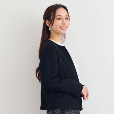 セットアップ可】ダブルクロスノーカラージャケット（73101665