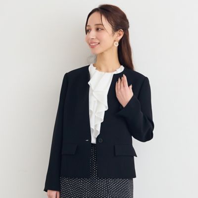 セットアップ可】ダブルクロスノーカラージャケット（73101665