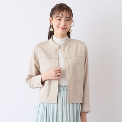 【Ｓ・Ｍサイズ】きれいめデニム　バンドカラージャケット（７３１０２５０５）