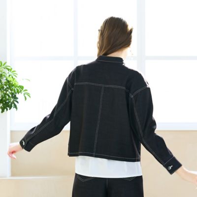 【Ｓ・Ｍサイズ】きれいめデニム　バンドカラージャケット（７３１０２５０５）