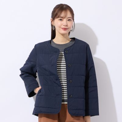 Liliane Burty Eclat (Women/小さいサイズ) /リリアンビューティ エクラ 中綿ノーカラージャケット(73106505) ダルブルー コート・ジャケット【三越伊勢丹/公式】