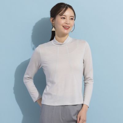 ＜Liliane Burty Eclat (Women/小さいサイズ) ＞【Ｓ・Ｍサイズ】バンデーラ天竺　カーブ切替ハイネックＴシャツ（７３１２１４５１）