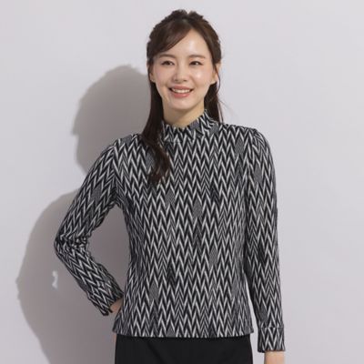 ＜Liliane Burty Eclat (Women/小さいサイズ) ＞【Ｓ・Ｍサイズ】ブリスタージャカード　ハイネックＴシャツ［セットアップ可］（７３１２２４０１）