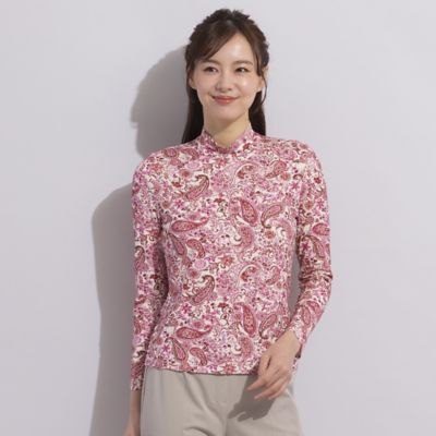 ＜Liliane Burty Eclat (Women/小さいサイズ) ＞【Ｓ・Ｍサイズ】レーヨンベア　ペイズリープリントＴシャツ（７３１２２４２１）