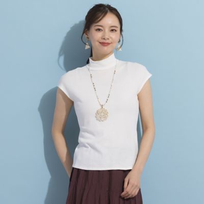 ＜Liliane Burty Eclat (Women/小さいサイズ) ＞【Ｓ・Ｍサイズ】ハイネック　フレンチスリーブＴシャツ（７３１２２４５１）