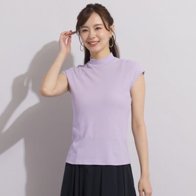 新しい S・Mサイズ】ハイネック フレンチスリーブTシャツ シャツ+ブラウス(半袖+袖なし)