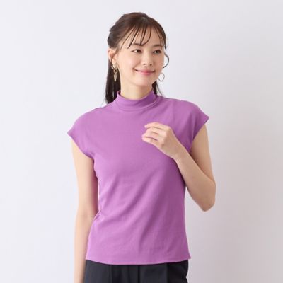 S・Mサイズ】ハイネック フレンチスリーブTシャツ