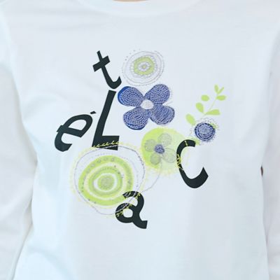 Liliane Burty ECLAT（Sサイズ） / リリアンビューティ エクラ 【洗える】リブ使い裏毛ロゴプリントTシャツ 洗える】リブ使い裏毛ロゴプリントTシャツ（73124562