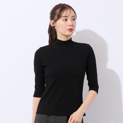 洗える・接触冷感】綿100％ハイネック 七分袖Tシャツ