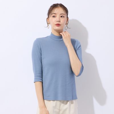 洗える・接触冷感】綿100％ハイネック 七分袖Tシャツ