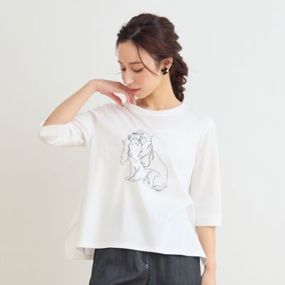 ＜Liliane Burty Eclat (Women/小さいサイズ) ＞【洗える】ドッグプリントＴシャツ（７３１２２６６２）