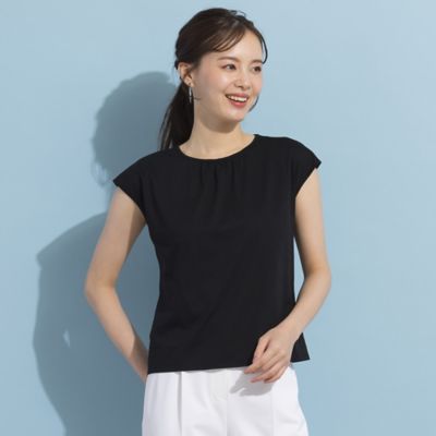 ＜Liliane Burty Eclat (Women/小さいサイズ) ＞【Ｓ・Ｍサイズ】衿ギャザーフレンチスリーブＴシャツ［同素材アイテムあり］（７３１２３４２２）