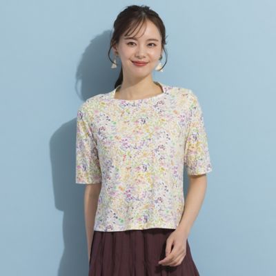 ＜Liliane Burty Eclat (Women/小さいサイズ) ＞【Ｓ・Ｍサイズ】綿天竺小花プリント　Ｔシャツ（７３１２３４２３）