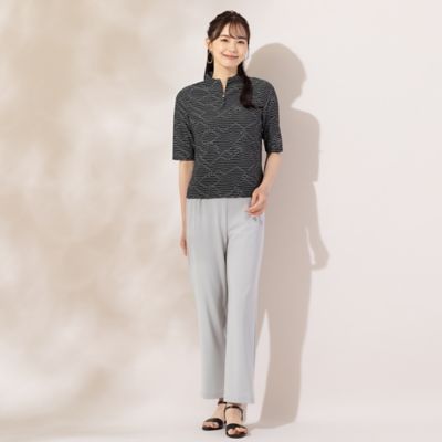 【Ｓ・Ｍサイズ】ジグザグジャカード　ボタン付きＴシャツ（７３１２３４２５）