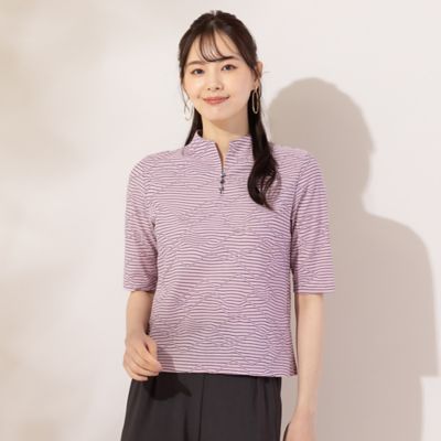 【Ｓ・Ｍサイズ】ジグザグジャカード　ボタン付きＴシャツ（７３１２３４２５）