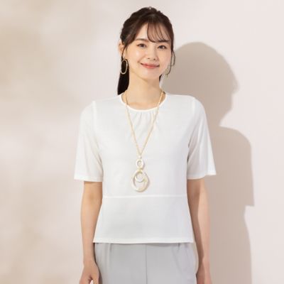 【Ｓ・Ｍサイズ】衿ぐりギャザー　５分袖Ｔシャツ（７３１２３４２６）