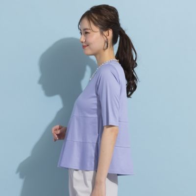 S・Mサイズ】ティアード切り替え スムース無地Tシャツ 