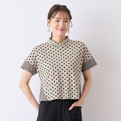 Liliane Burty Eclat (Women/小さいサイズ) /リリアンビューティ エクラ 【Ｓ・Ｍサイズ】ウォッシャブル天竺ドット×ボーダーＴシャツ（７３１２３５２５）