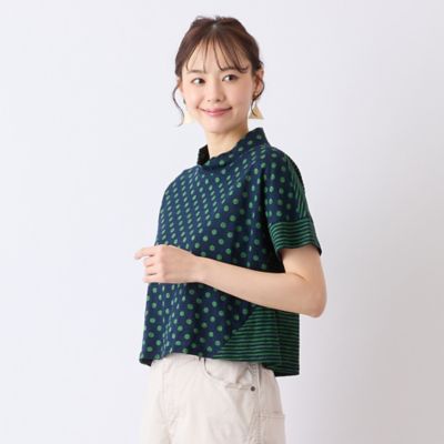 【Ｓ・Ｍサイズ】ウォッシャブル天竺ドット×ボーダーＴシャツ（７３１２３５２５）