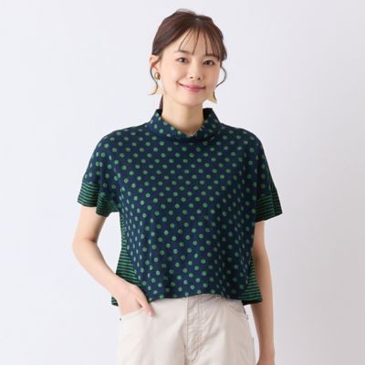 【Ｓ・Ｍサイズ】ウォッシャブル天竺ドット×ボーダーＴシャツ（７３１２３５２５）