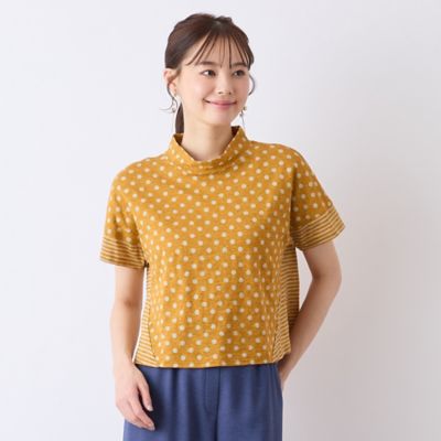 【Ｓ・Ｍサイズ】ウォッシャブル天竺ドット×ボーダーＴシャツ（７３１２３５２５）