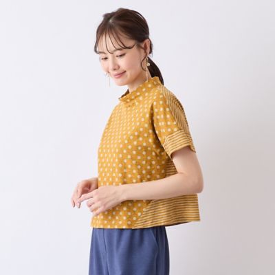 【Ｓ・Ｍサイズ】ウォッシャブル天竺ドット×ボーダーＴシャツ（７３１２３５２５）