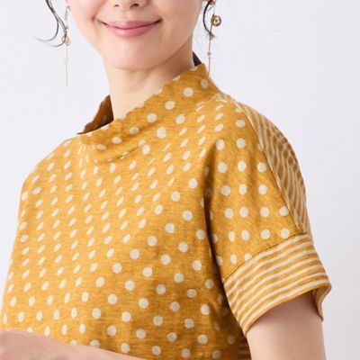 【Ｓ・Ｍサイズ】ウォッシャブル天竺ドット×ボーダーＴシャツ（７３１２３５２５）