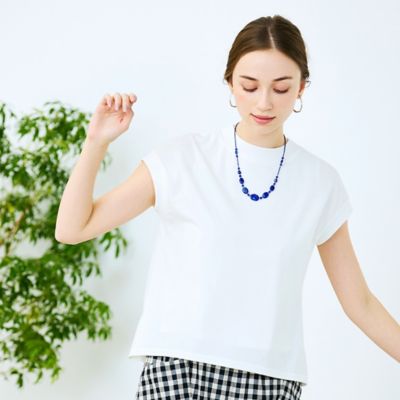 Liliane Burty Eclat (Women/小さいサイズ) /リリアンビューティ エクラ 【Ｓ・Ｍサイズ】綿天竺×フライス　フレンチスリーブＴシャツ（７３１２３５２６）